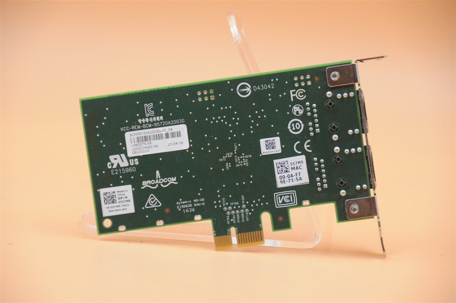 0557M9 DELL BROADCOM 5720 1GB 2-PORT PCIE NETWORK ADAPTER LP