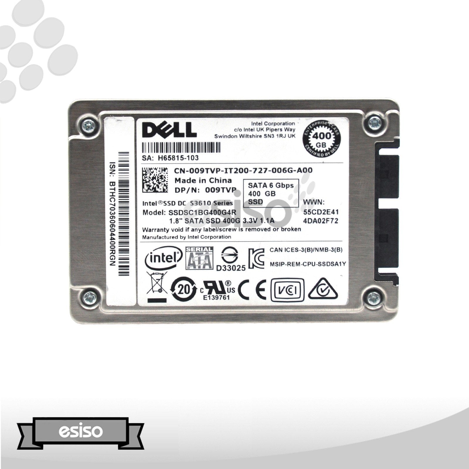 09TVP 009TVP SSDSC1BG400G4R DELL 400GB 6G 1.8" SATA MU MIX USE MLC SOLID STATE DRIVE