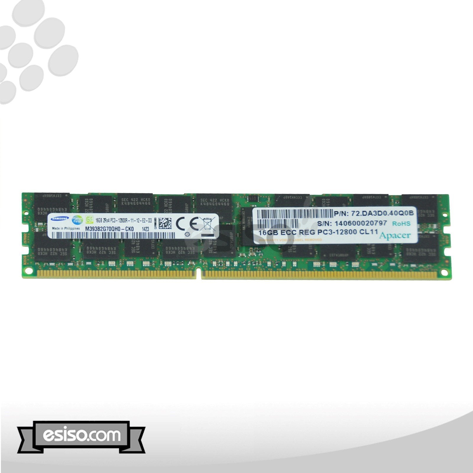 M393B2G70QH0-CK0 SAMSUNG 16GB 2RX4 PC3-12800R 1.5V MEMORY MODULE (1X16GB)