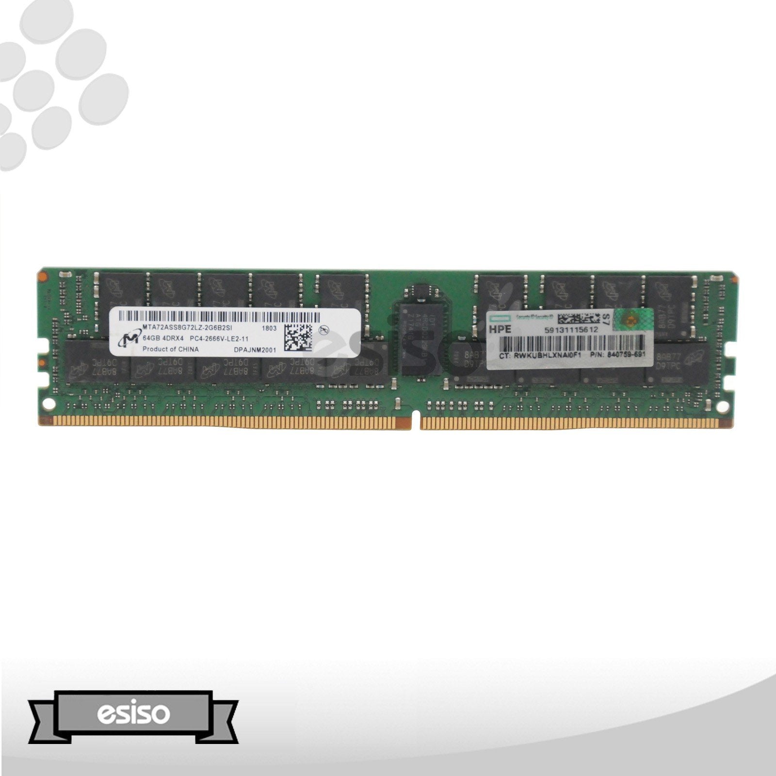 840759-691 MTA72ASS8G72LZ-2G6 HPE 64GB 4DRX4 PC4-2666V DDR4 MEMORY MODULE (1X64GB)