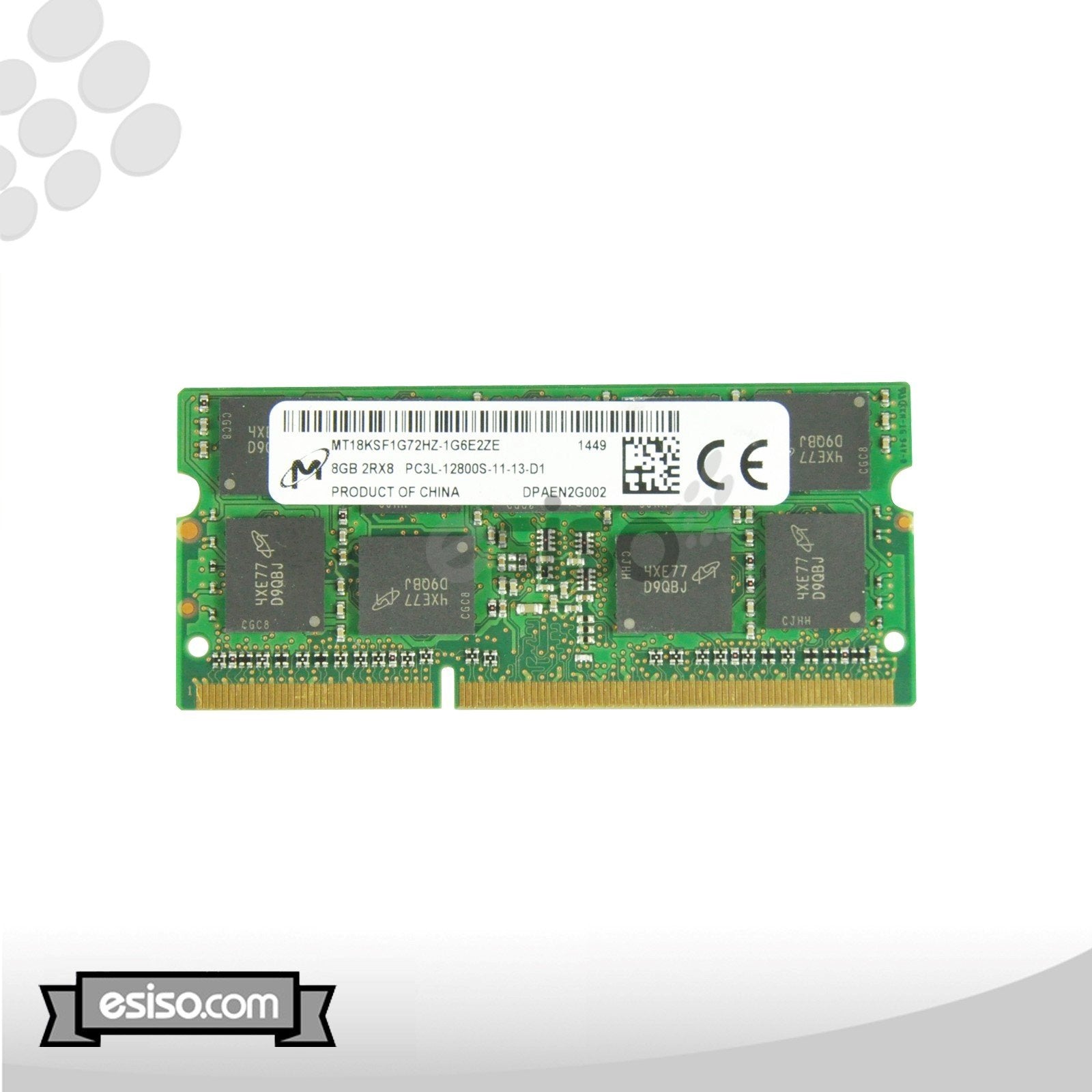 MT18KSF1G72HZ-1G6 MICRON 8GB 2RX8 PC3L-12800S DDR3 1.35V SODIMM MEMORY (1x8GB)