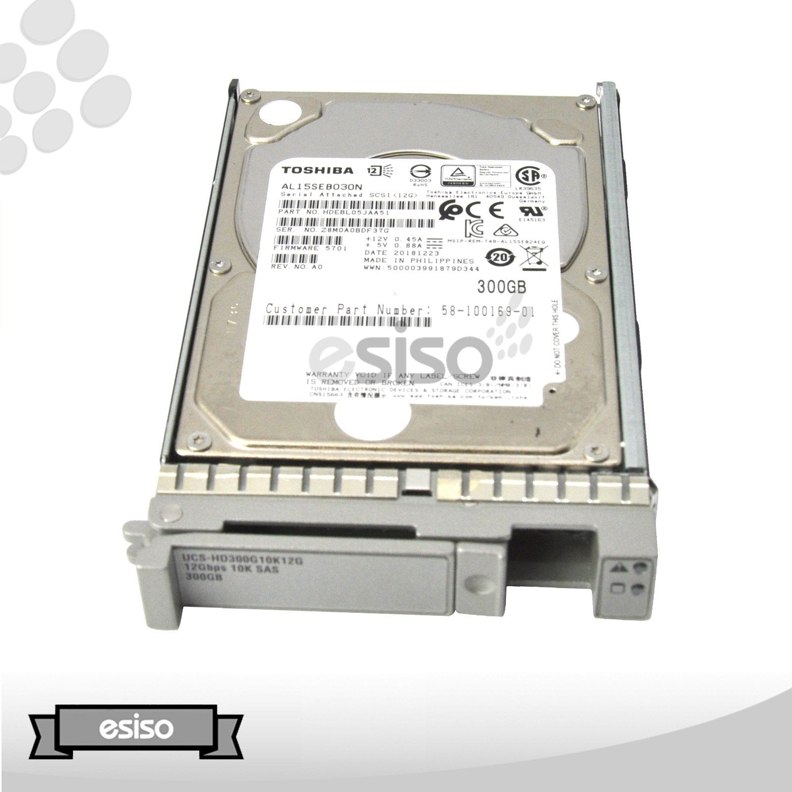 UCS-HD300G10K12G AL15SEB030N CISCO 300GB 10K 12G SFF 2.5" SAS HARD DRIVE