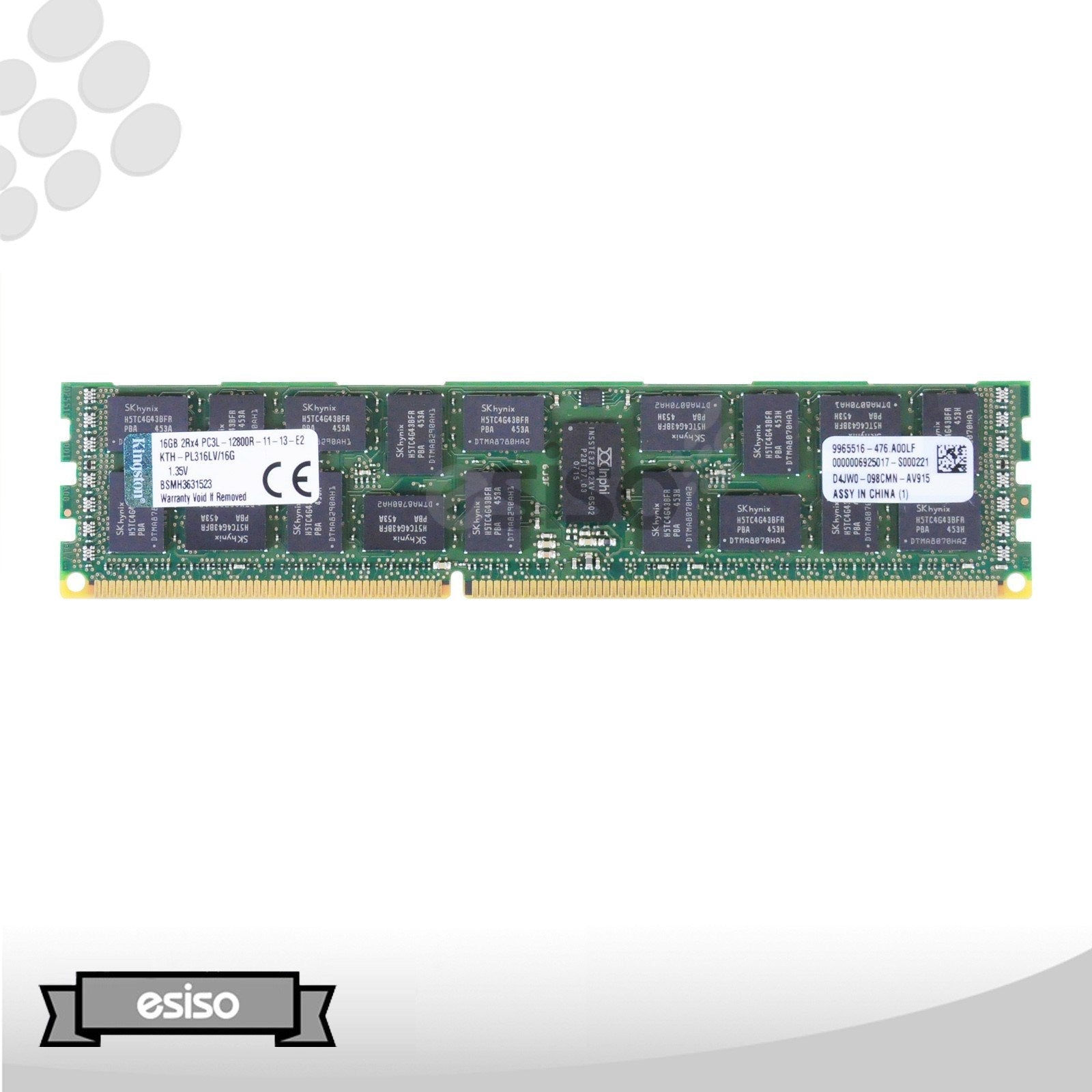 KTH-PL316LV/16G KINGSTON 16GB 2RX4 PC3L-12800R DDR3 1.35V MEMORY MODULE (1X16GB)