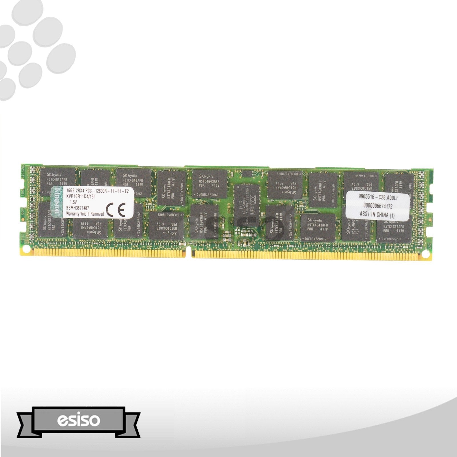 KVR16R11D4/16I KINGSTON 16GB 2RX4 PC3-12800R DDR3 MEMORY MODULE (1x16GB)
