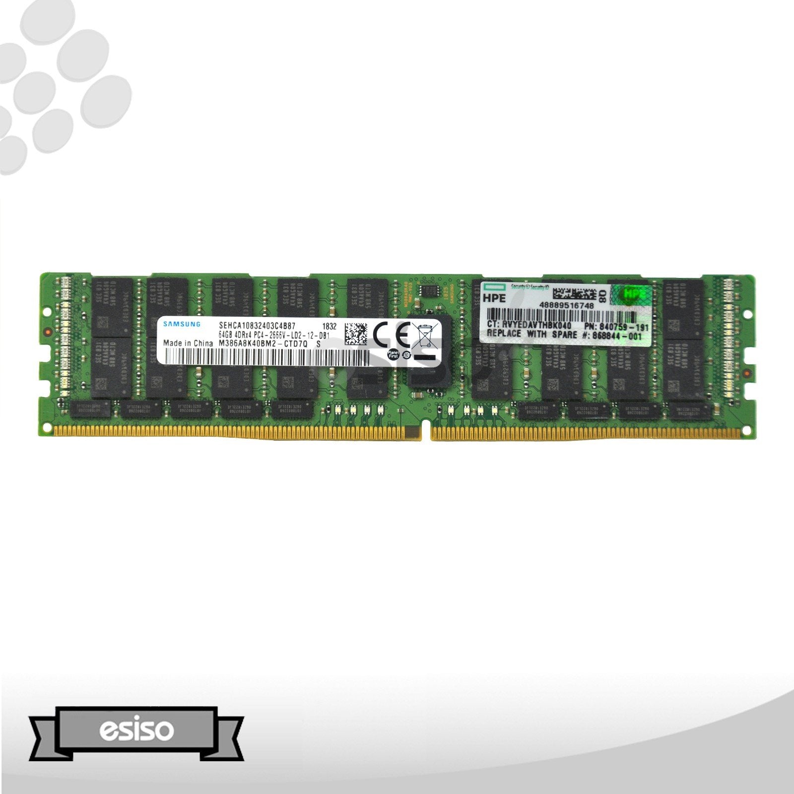 840759-191 M386A8K40BM2-CTD HPE 64GB 4DRX4 PC4-2666V-L DDR4 MEMORY (1x64GB)