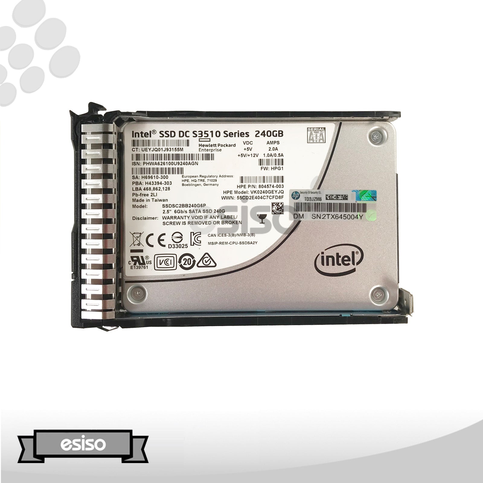 805363-001 804587-B21 HPE 240GB 2.5" 6G SATA SSD FOR HP DL360E DL360P G8 G9