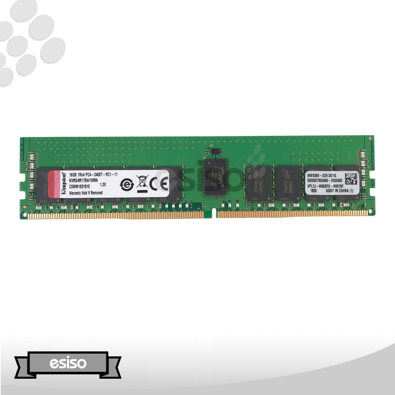 KVR24R17S4/16MA KINGSTON 16GB 1RX4 PC4-2400T-R DDR4 MEMORY MODULE (1X16GB)