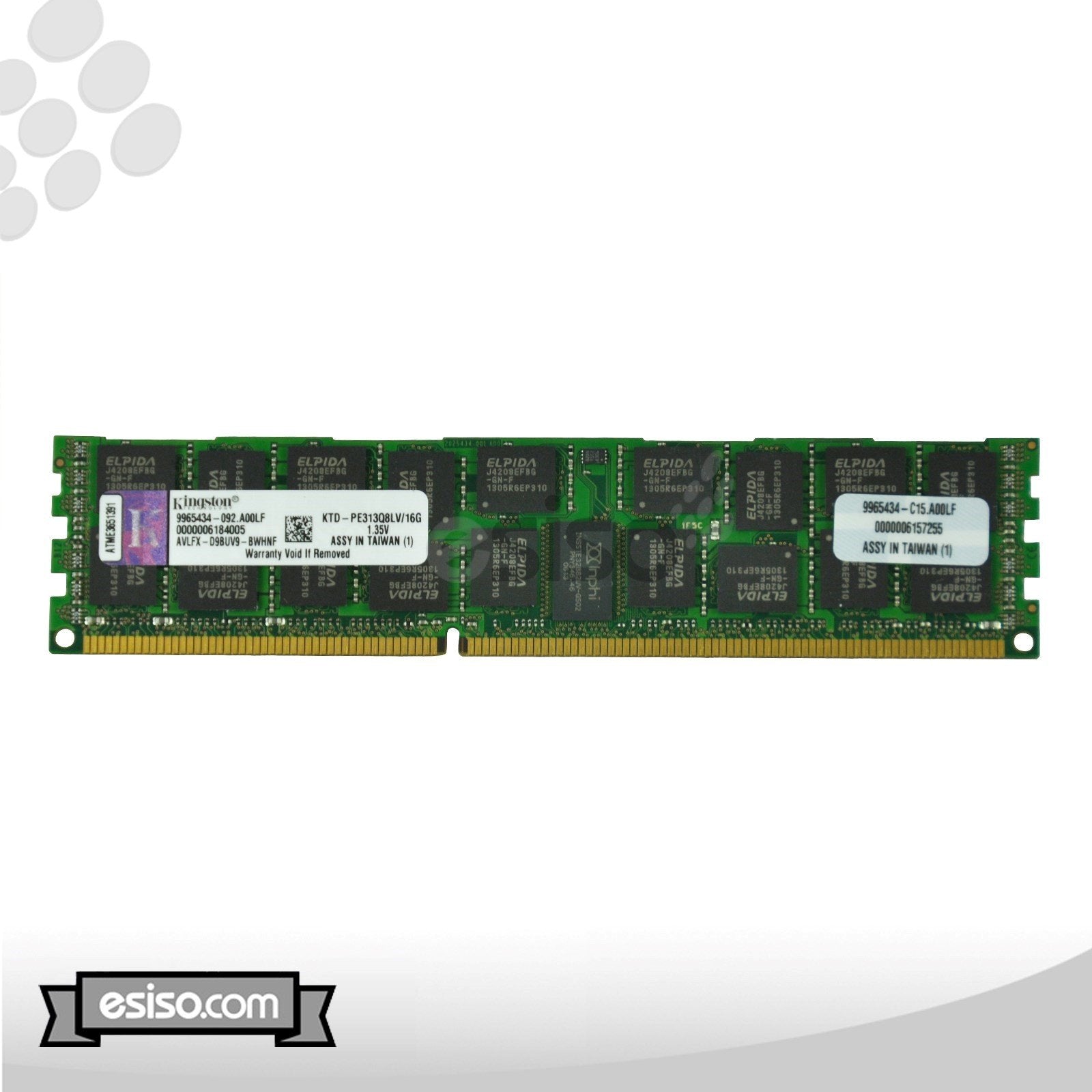 KTD-PE313Q8LV/16G KINGSTON 16GB 4RX8 PC3L-10600R DDR3 1.35V MEMORY MODULE (1x16GB)